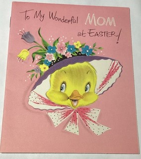 Vintage Easter Norcross storybook greeting card yellow chick duck to mom