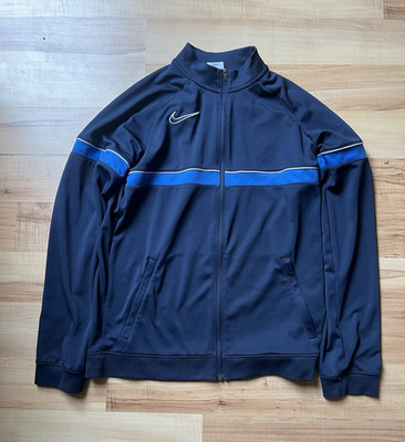 Nike Dri-FIT Herren Trainingsjacke Blau XL Reißverschluss Taschen Stehkragen