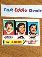 TOPPS NHL HOCKEY 1977-78 GOALS AGAINST LEADERS CARD 6 DRYDEN RESCH LAROCQUE