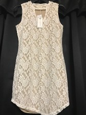 NEW Juniors Dress Medium 4/6 Ivory Lace NO COMMENT Choker Neck Sleeveless Cute