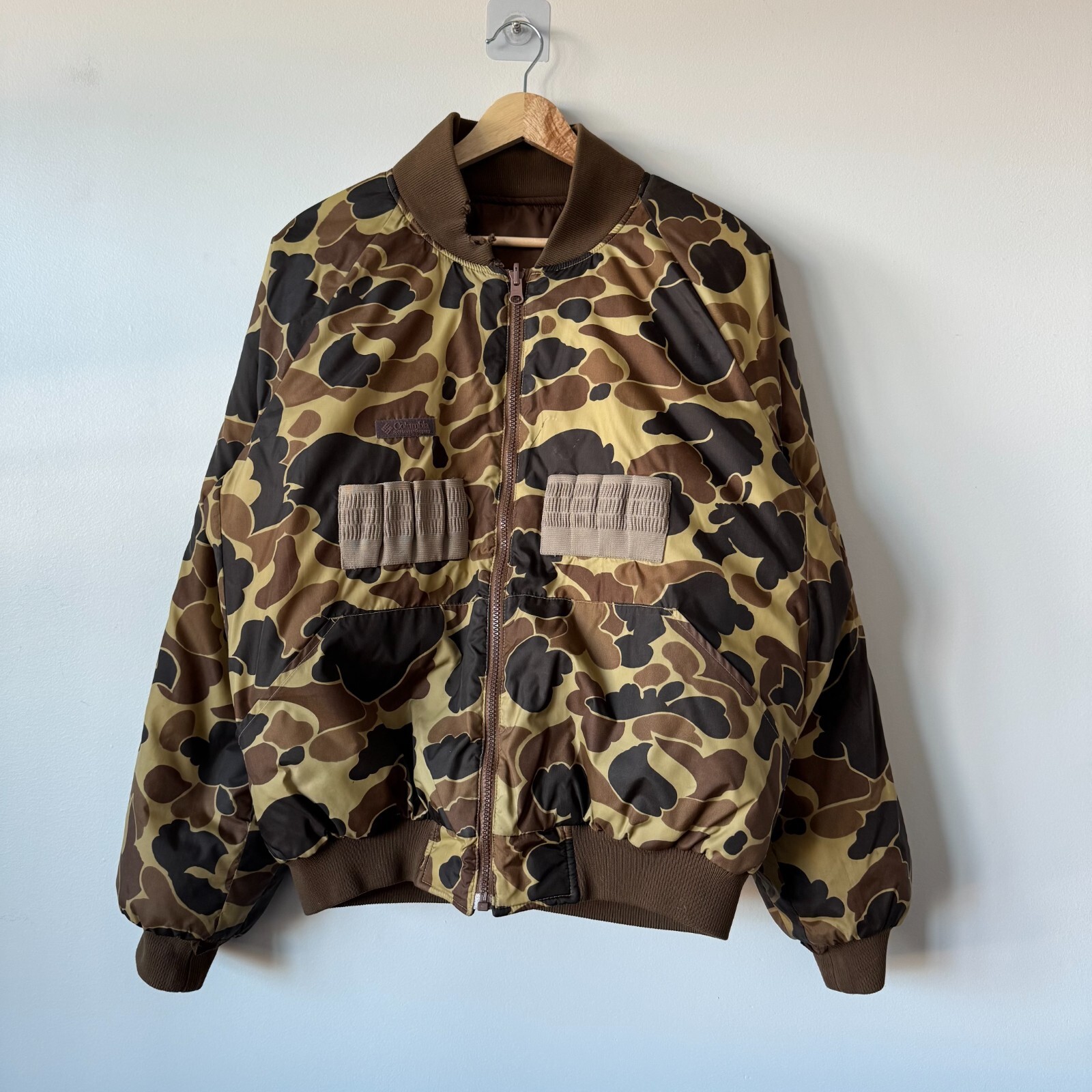 VTG 80s Columbia Reversible Duck Camo Bomber Jacket for Men Hunting Military