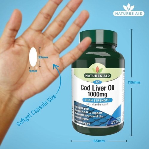 Natures Aid Cod Liver Oil 1000mg 90 Softgels - Picture 4 of 8