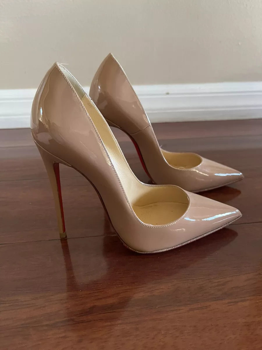 Christian Louboutin Beige Patent Leather So Kate 100 Pumps Size 6
