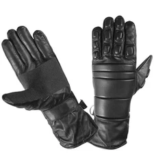 Men's Fireproof Leather Police Riot Gloves Premium Gauntlet Heavy Swat Security