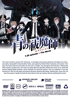 DVD ANIME Blue Exorcist Vol.1-25 End + MOVIE ENGLISH VERSION Reg