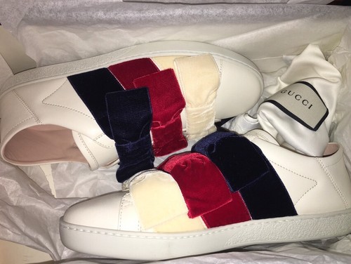 NEW $750 GUCCI Women Ace Leather Velvet 