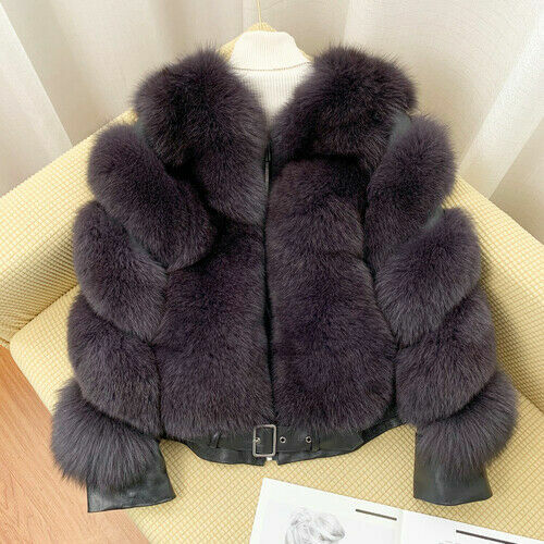 Luxus Echt Fuchspelz Ledermantel Mode Damen Winter Jacken Dick Warm Outwear - Bild 13 von 22