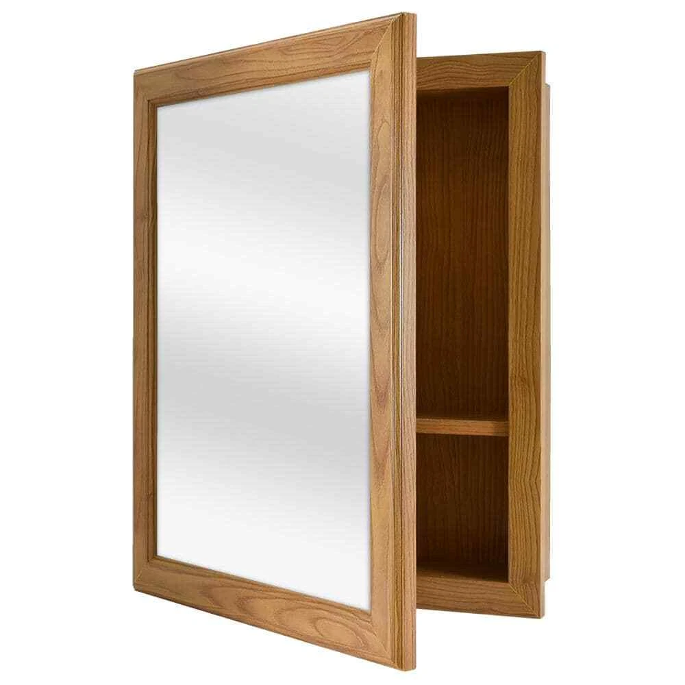wood bathroom medicine cabinet with mirror