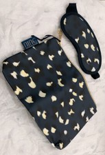 ELEMIS NINE BY SAVANNAH MILLER NAVY LEOPARD TOILETRY MAKEUP BAG & EYE MASK BNEW