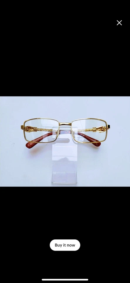 Óculos masculinos importados vintage sem aro metal ouro cabeça de cobra - Imagem 2 de 4