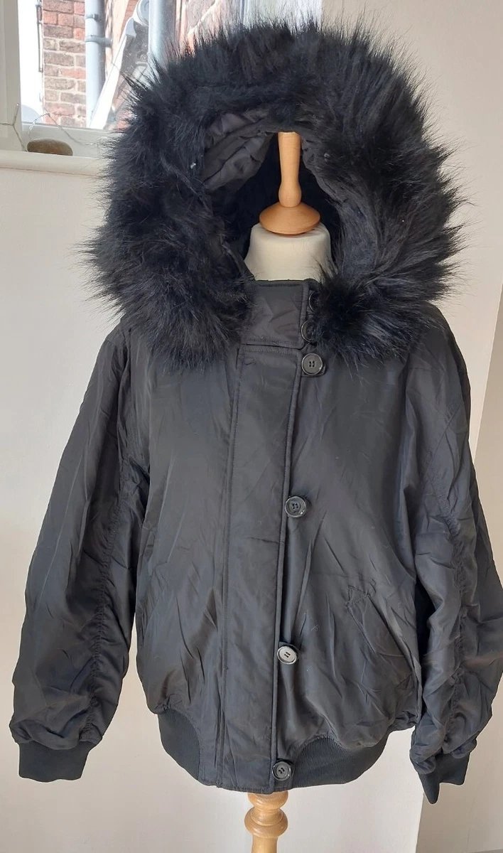 Uo faux fur hotsell hooded bomber jacket