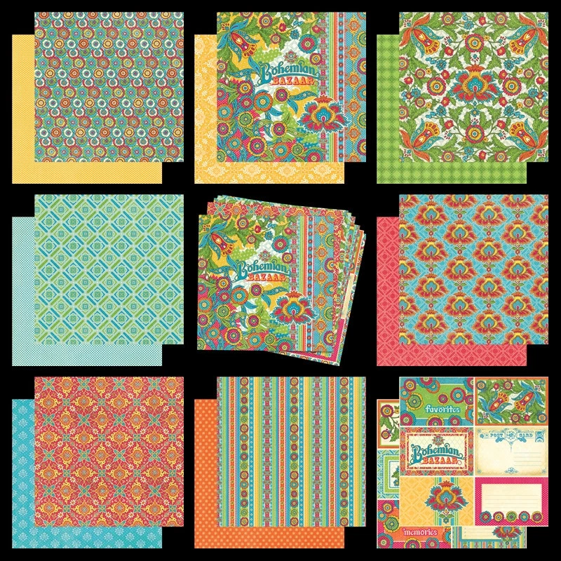 Vibrant Boho 12 X 12 Scrapbook Paper Graphic by Quirk Junk