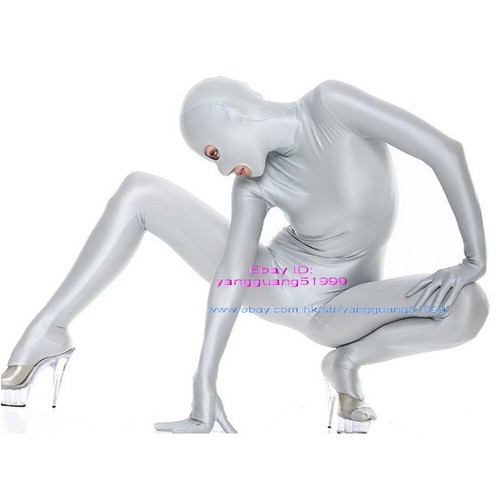 Unisex Bodysuit Outfit 23 Color Spandex Catsuit Costumes w/ Open Eyes/Mouth F356 - Picture 22 of 29
