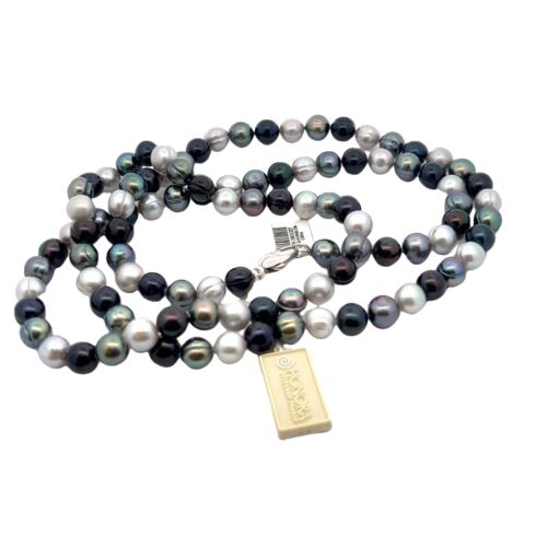 Honora de Ley 7-8mm Original Cultivada Teñido" Negro Corbata" Forma Anillo Perla - Imagen 3 de 4