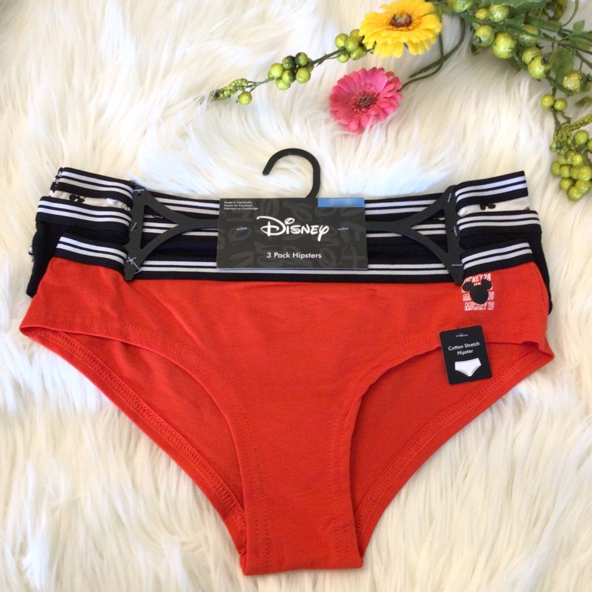 3-Pack Disney Womens Mickey Mouse Hipster Panty Choose Size