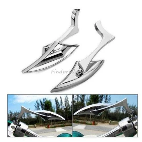 2x Chrome billet Spear Motorcycle Mirrors Harley Davidson Softail FXSTI Custom - Picture 2 of 4