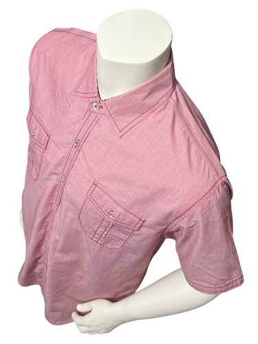 Michael Brandon Mens Shirt Size Adult Large Button Up Pink Short Sleeve Pockets - Picture 2 of 11