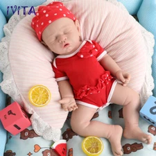 IVITA 17" Sleeping Baby Lovely Girl Lifelike Silicone Reborn Doll Xmas Gifts