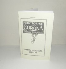 Corona Typewriter Instruction Manual Reproduction thumbnail