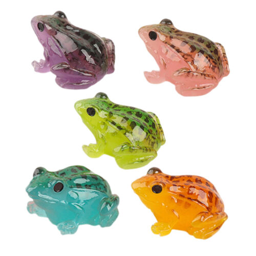 5pcs Miniature Frog Resin Frog Decorations Statues Cartoon Landscape Decorations