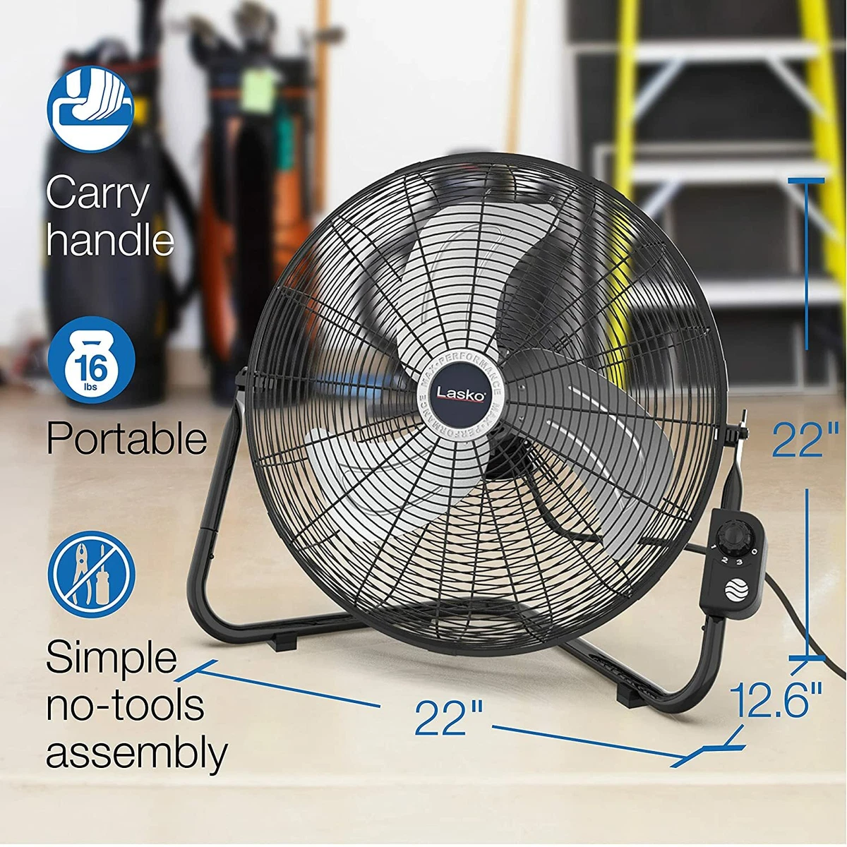 Lasko 20u0026#034; High Velocity Fan QuickMount, Easily Converts from a Floor  Wall Fan | eBay