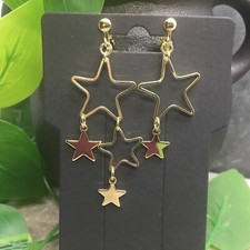 2 Earring Set Clip-On Gold-tone Boho Retro Dangle New Free Ship 7895