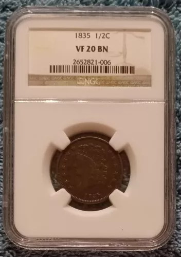 1835 Half Cent, NGC Very Fine, VF-20
