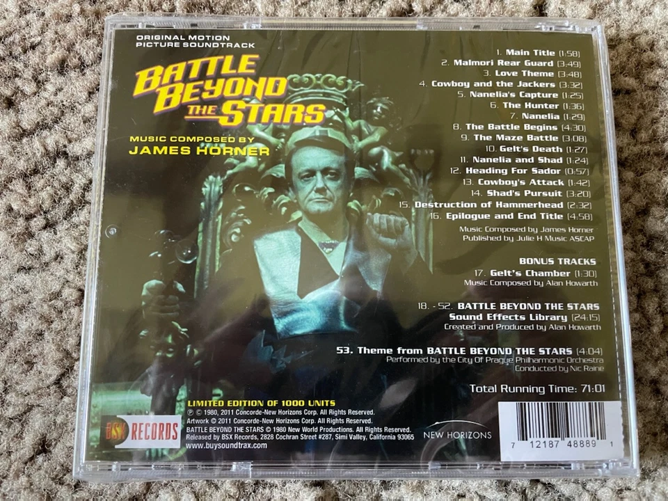 BATTLE BEYOND THE STARS James Horner 1000 copy BSX cd release SEALED OUT OF PRIN - Image 2 of 3