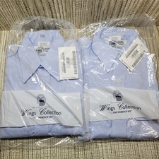 LOT OF 2 Defense Logistics Agency Men's Solid Blue Dress Shirts Size 14X36/37