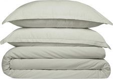 Bamboo Rayon Duvet Cover Set - Soft, Cooling Breathable - King/Cal King Silver