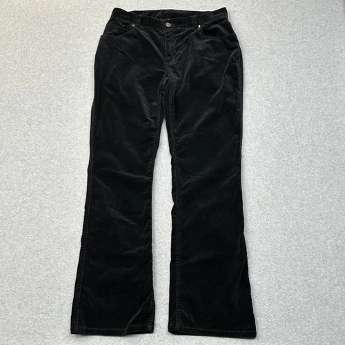 VTG Chicos Velvet Pants Womens 1 Reg 30x30 Black Flare Boot Stretch Goth Witchy