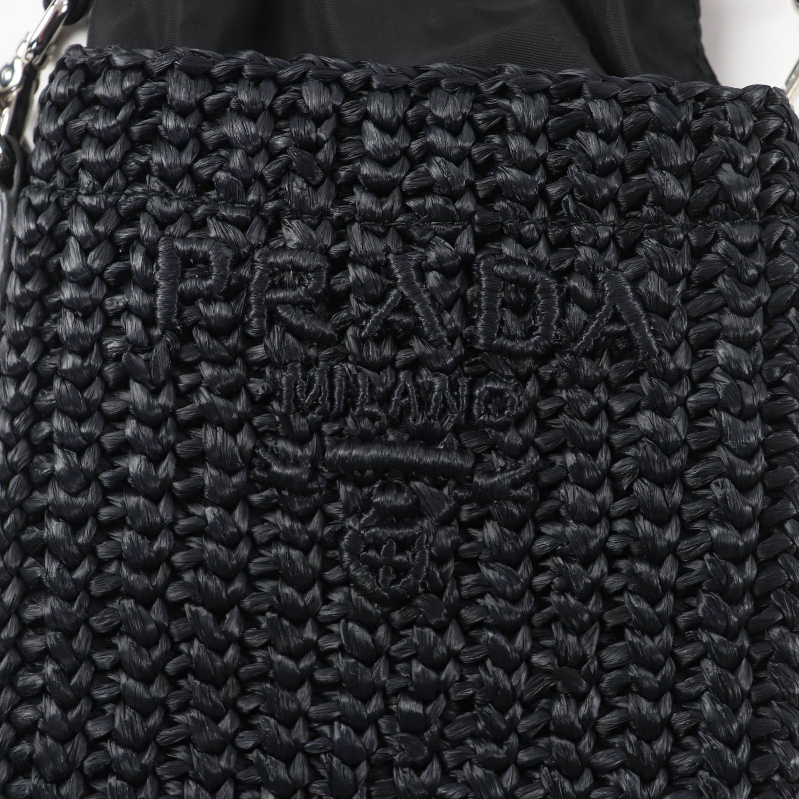 Excellent PRADA Shoulder Bag Crochet smartphone case pouch black Women 2ZT061 thumbnail 10