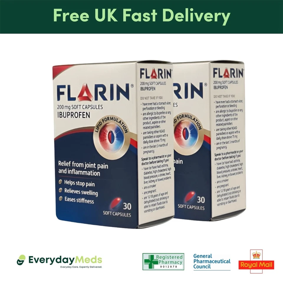 EVERYDAYMEDS Flarin Joint Pain & Inflammation Relief 200mg Lipid Soft Capsules 2 x 30