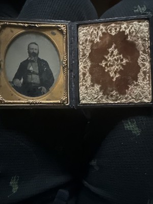 tinted ambrotype of a Old  man formal wear fancy vest nice case