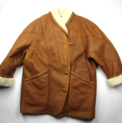 #ad Vtg Yorn Paris Shearling Lamb Napa Fur Leather Coat Jacket Sz 46 EU 36 US Womens $149.99