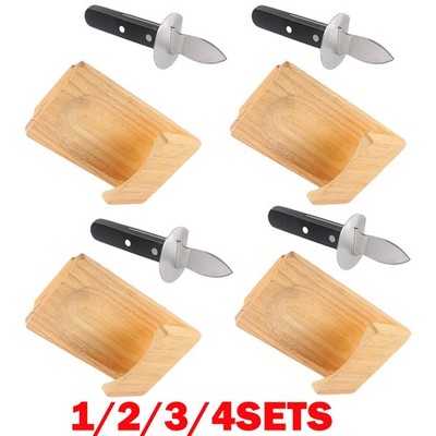 1/2/3/4x Wood Oyster Shucking Clamp Practical BBQ Oyster Holder Clam Shucker USA