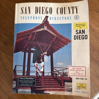 1962 San Diego County, CA Telephone Directory  Bell of Friendship Cover  700+pgs