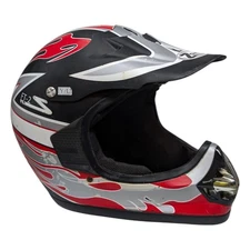 Zamp FT-2 Motorcross Helmet Boys Red Silver Black DOT Size Youth L