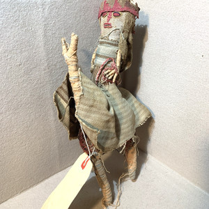 Antique Peruvian Chancay Doll Man on Llama Museum Display 1930s w/ Embossed Seal