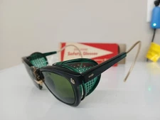 Vintage AO American Optical Green Lens Safety Glasses w/Box Sure Guard  w/ Mesh