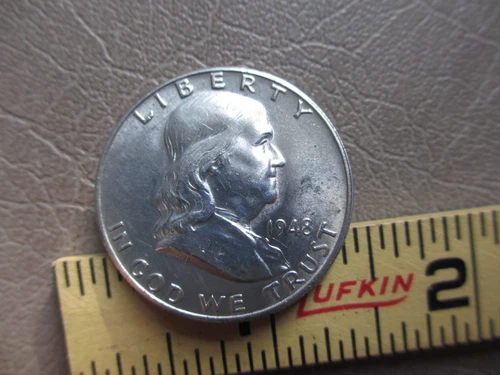 Vintage 1948 Benjamin Ben Franklin Half Dollar - Silver - AU - US Coin