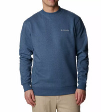 Columbia Men's Hart Mountain II Crewneck Carbon Heather Sweatshirt Blue Size XL