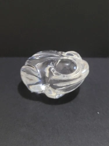 Steuben Crystal Art Glass Frog Paperweight Figurine Hand Cooler 2.5" Across
