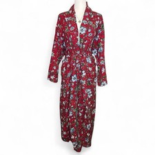 Vintage Victoria's Secret Red Floral 100 Cotton Robe Cottagecore Loungewear M/L