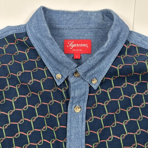 SUPREME Chain Link Denim shirt Size large L Rare Hard To Find - Picture 3 of 4