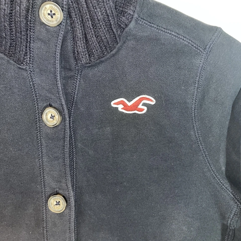 Cárdigan Suéter Vintage Y2K Hollister Tejido con Botones Azul Marino Para Mujer’s Grande Foto 2 de 4