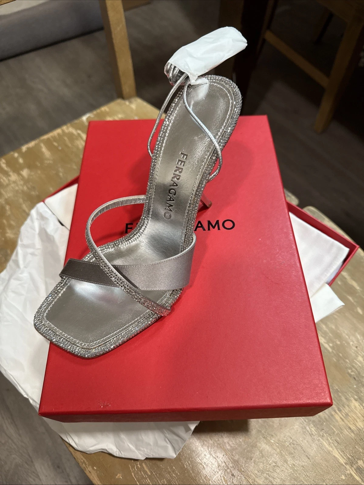 Ferragamo — Ferragamo Women's Allegra Embellished High Heel Sandals Size 9 1/2