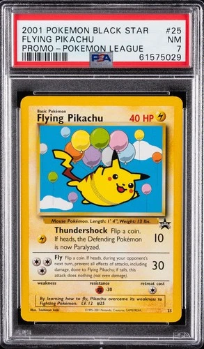 2001 POKEMON PROMO BLACK STAR POKEMON LEAGUE #25 FLYING PIKACHU PSA 7