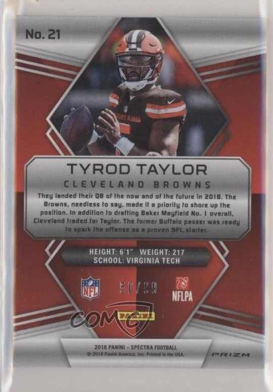 2018 Panini Spectra /99 Tyrod Taylor #21 - Image 2 of 2