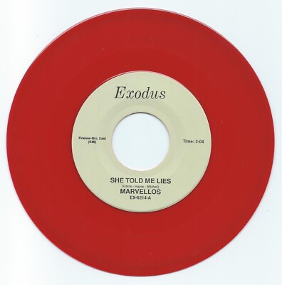 DOO WOP 45 THE MARVELLOS SHE TOLD ME  LIES ON EXODUS VG++ RED WAX REPRO